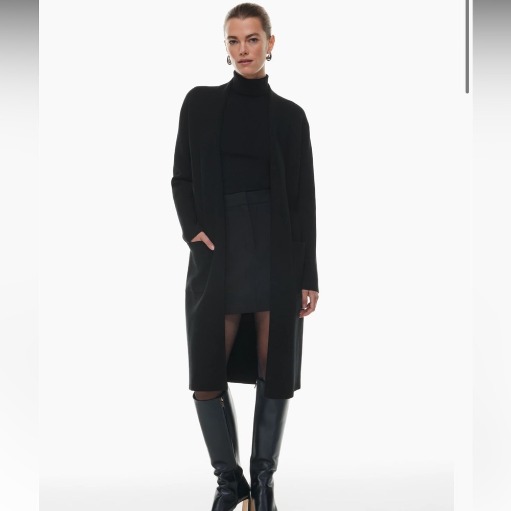 Babaton Black Long Open-Front  Cardigan